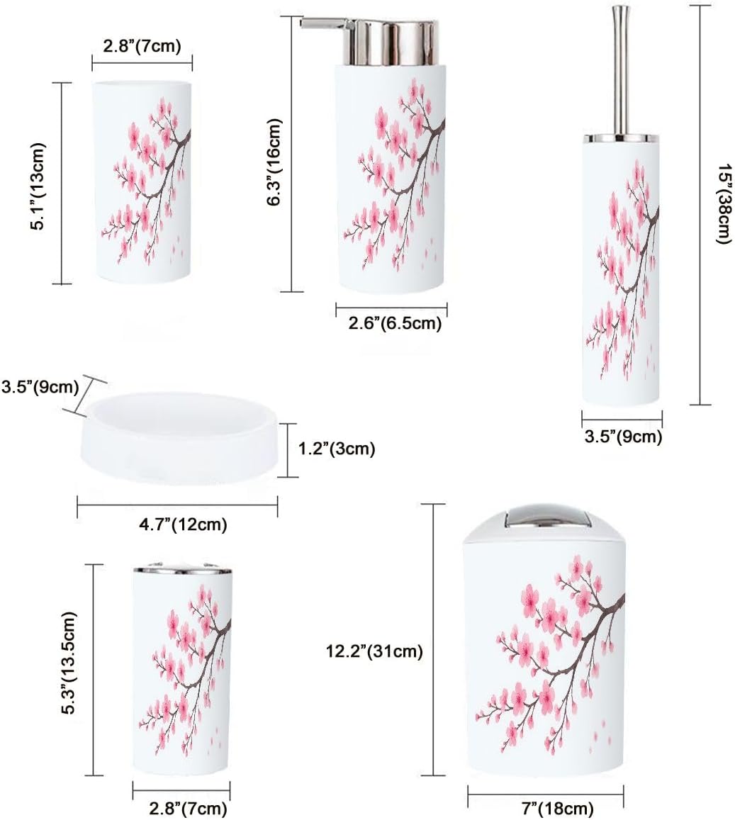 TRANQDEHOM 6-Piece Boho Pastel Bathroom Accessory Set