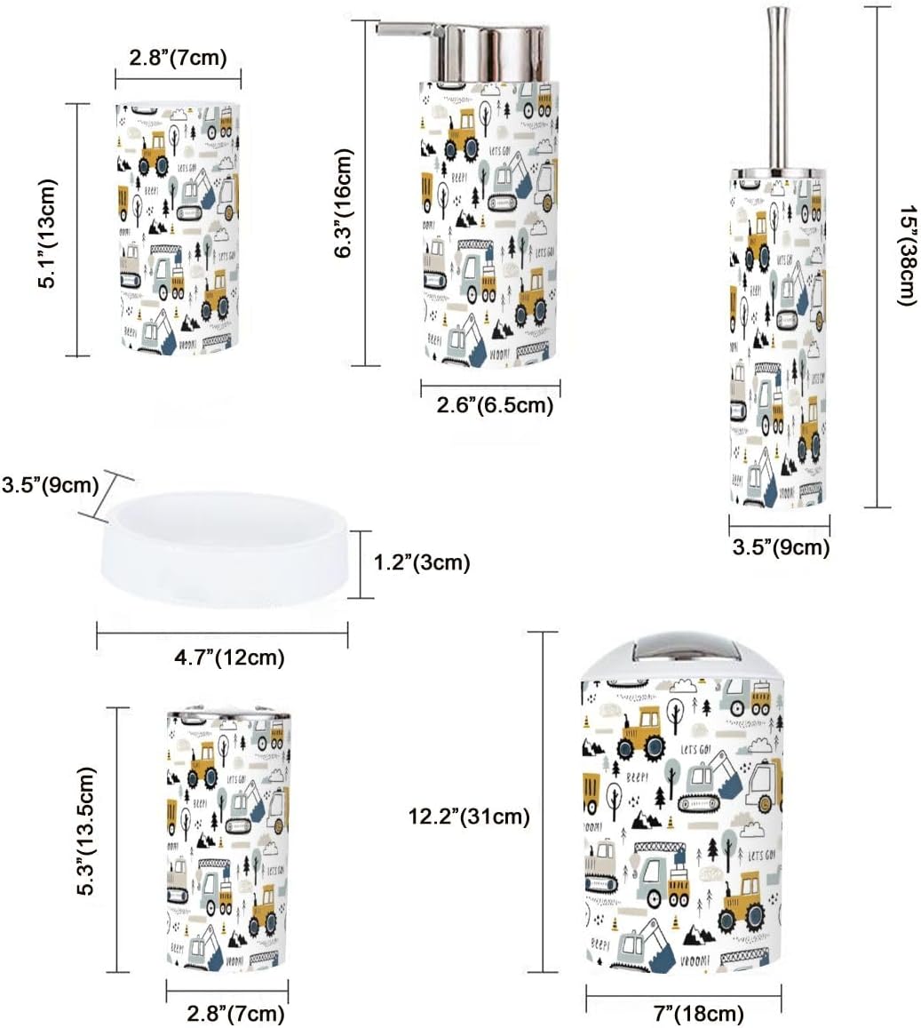 6 Piece Cute Cars Bathroom Accessory Set