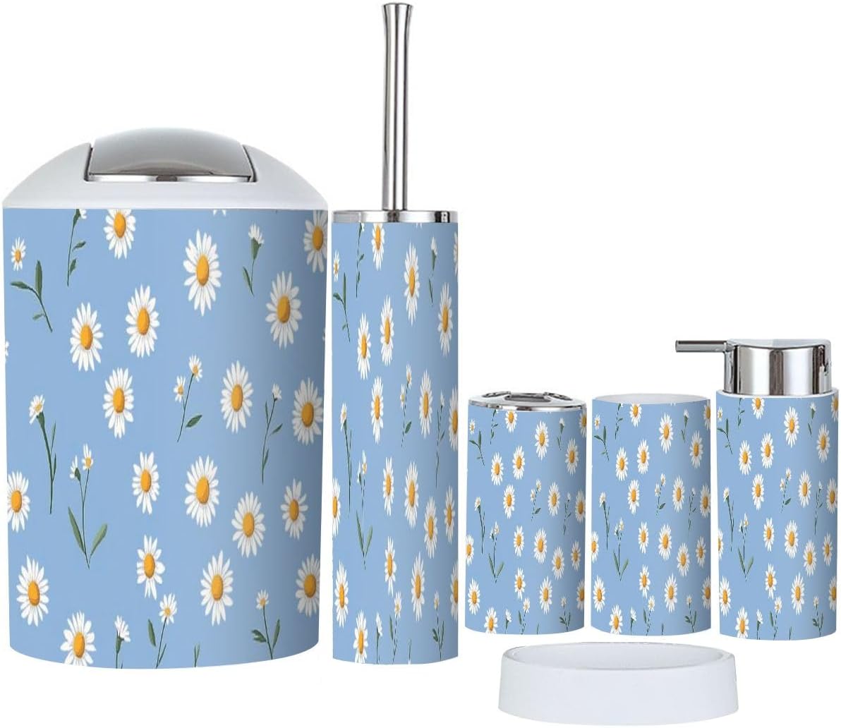 Boho Blue Bathroom Accessory Set 6 Piece 1