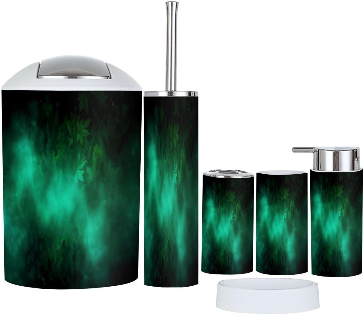 TRANQDEHOM 6-Piece Boho Green Bathroom Accessory Set