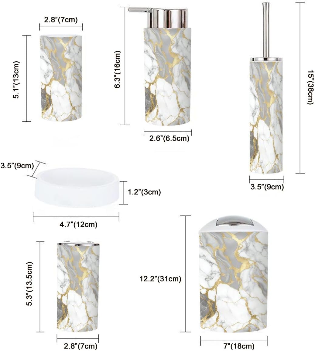 TRANQDEHOM 6 Piece Boho Luxury Bathroom Accessory Set