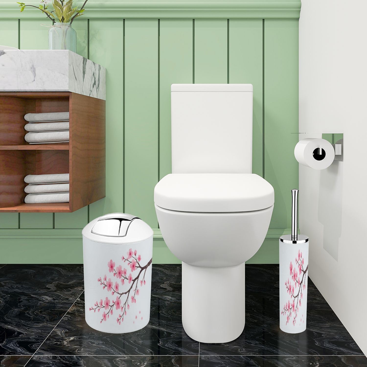 TRANQDEHOM 6-Piece Boho Pastel Bathroom Accessory Set