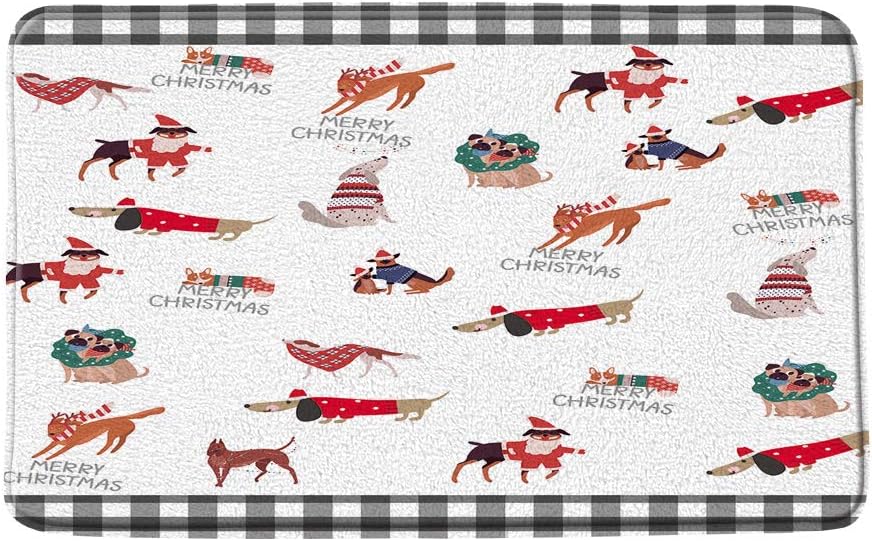 Christmas Dog Bath Mat with Xmas Wreath Pattern