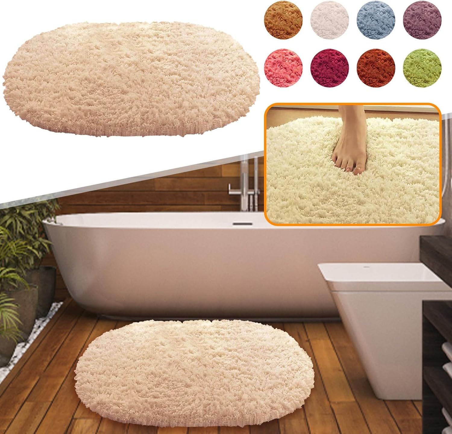 Luxury Microfiber Plush Bathroom Mat 24 x 16
