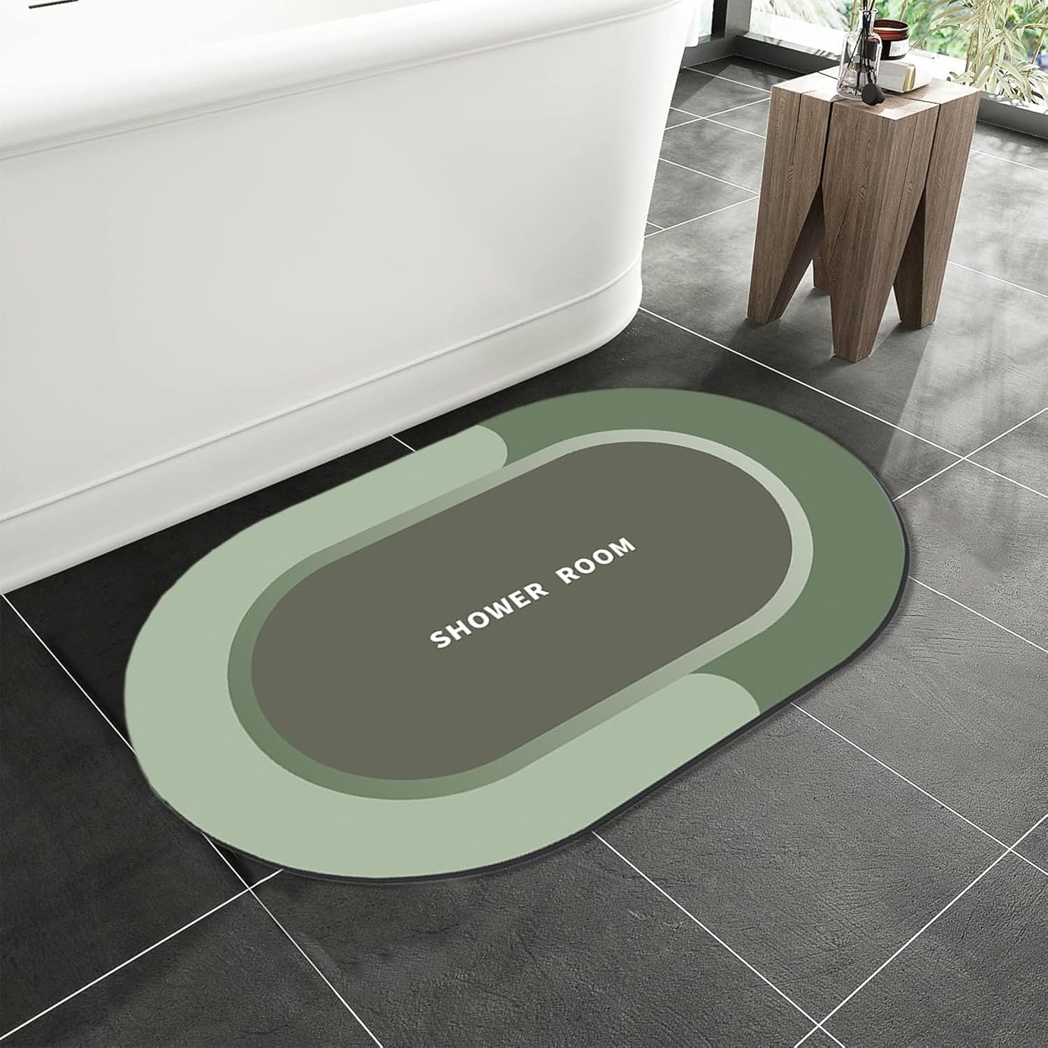 Xihbxyly Bath Rug Quick Dry Non Slip Washable Green