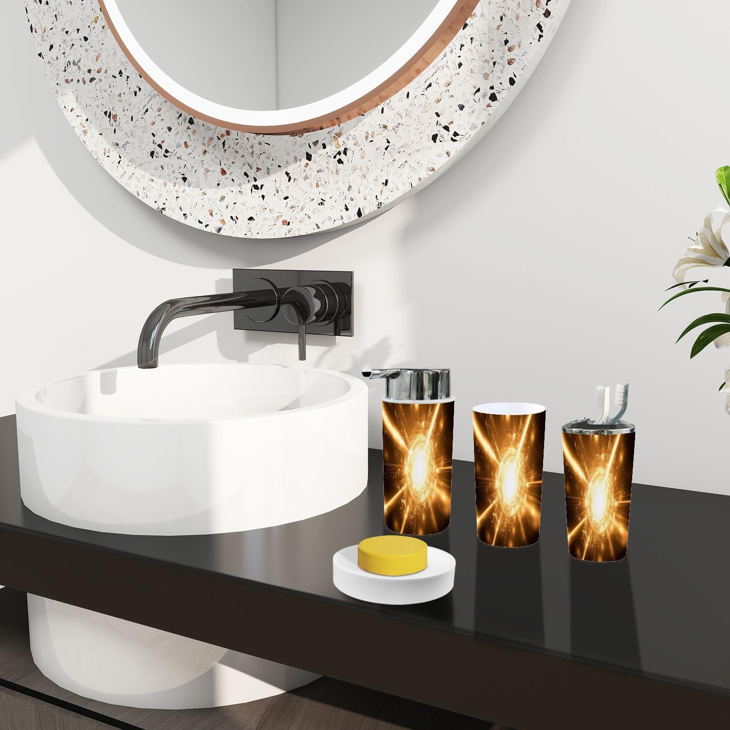 Boho Flames Bathroom Accessory Set 6 Piece