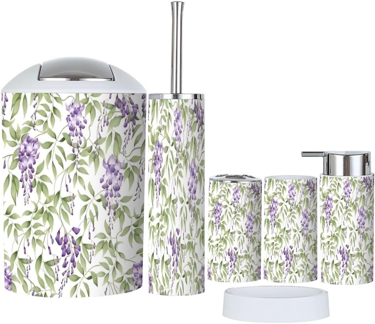 6 Piece Purple Wisteria Bathroom Accessory Set 1