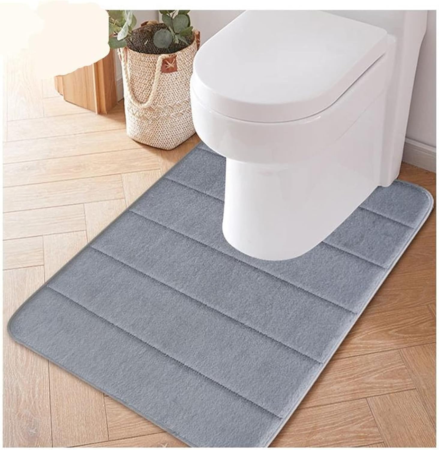 Essencedelight U Shaped Toilet Rug Velvet Bath Mat for Bathroom