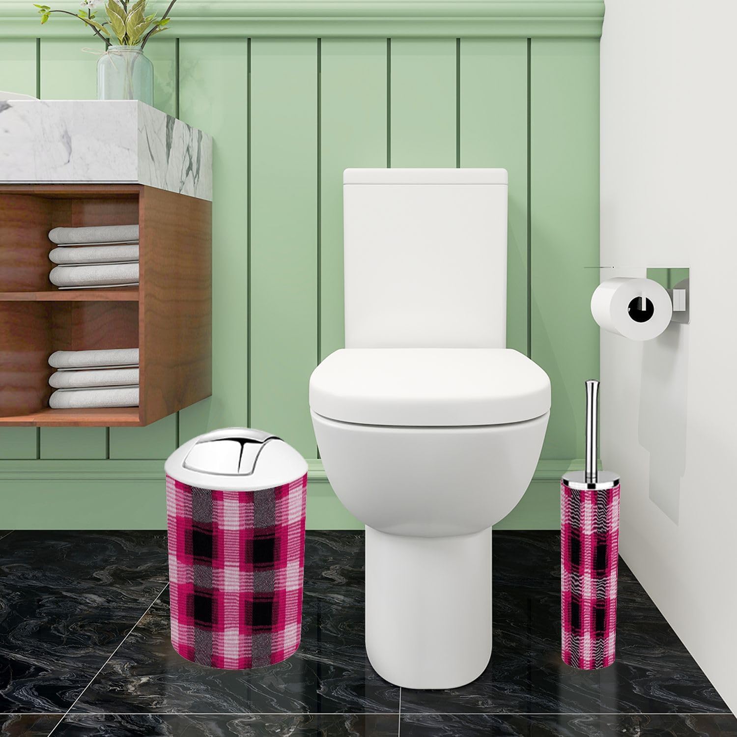 TRANQDEHOM 6-Piece Boho Pink Bathroom Accessory Set
