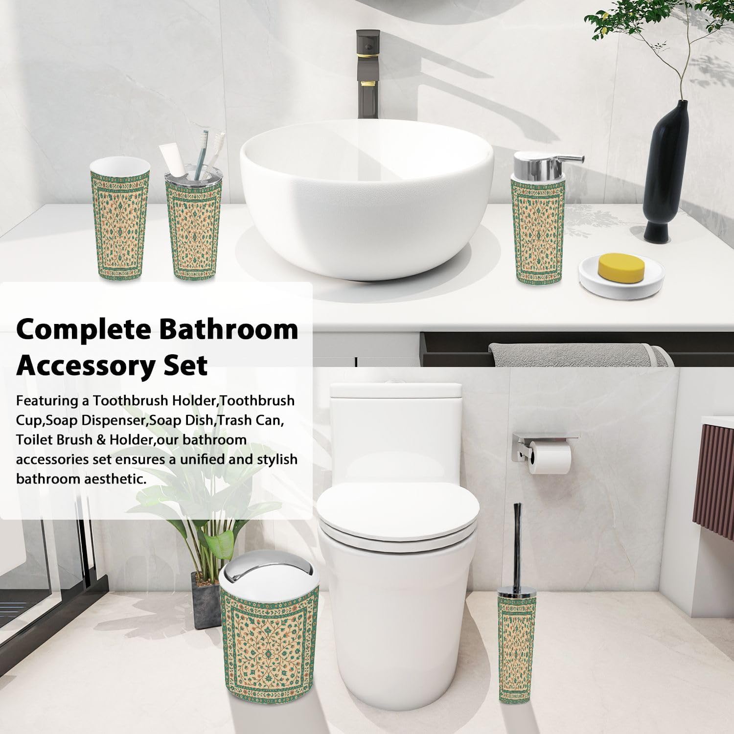 Boho Christmas Bathroom Accessory Set 6 Piece 1