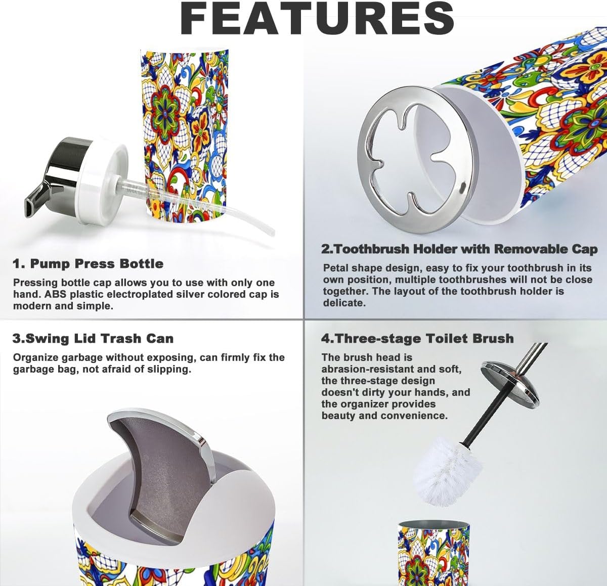 Mexican Talavera Bathroom Accessory Set 6 Piece