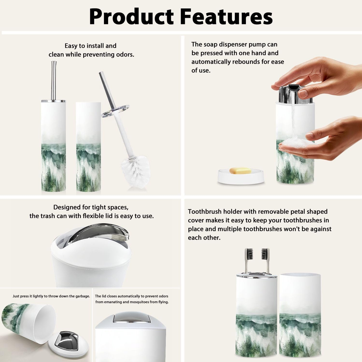 Boho Minimalist Bathroom Accessory Set 6 Pieces