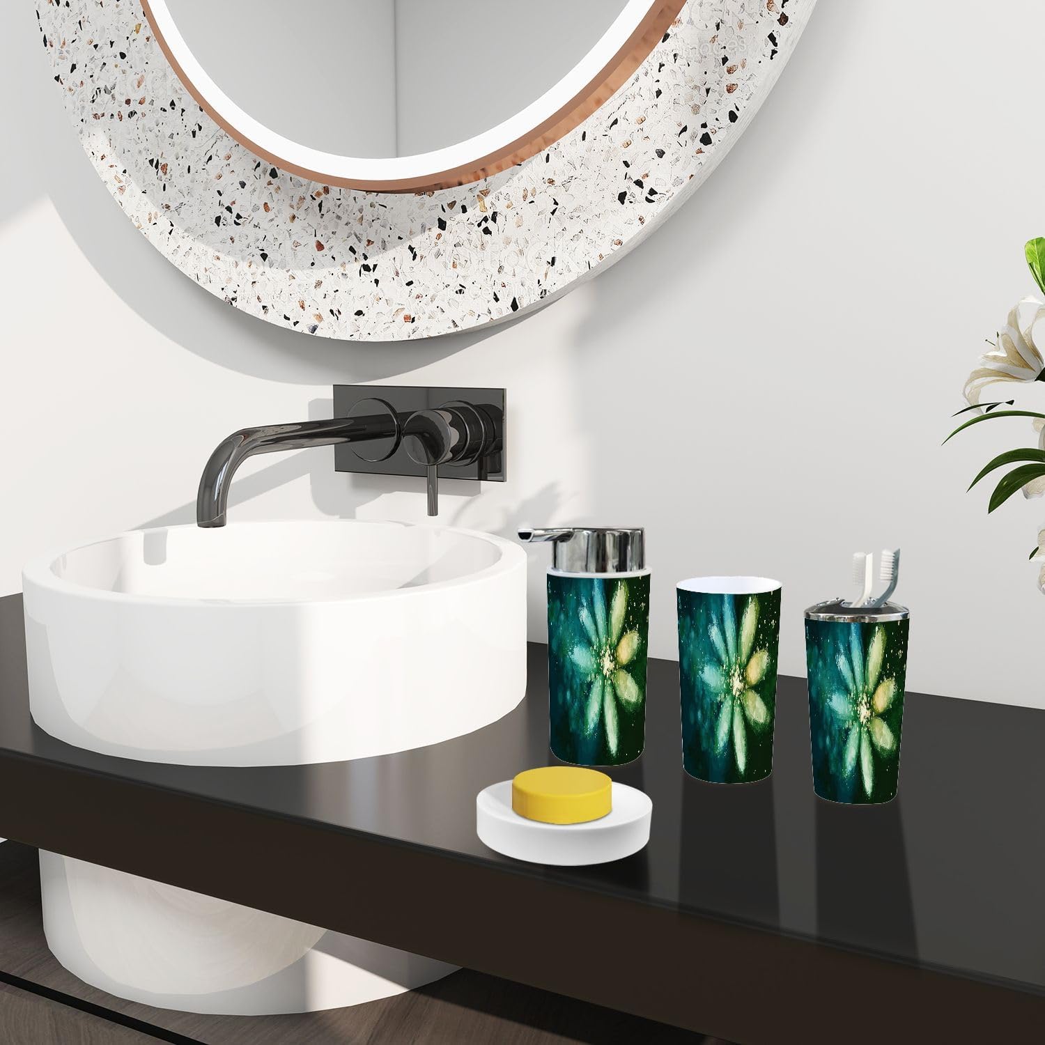 Boho Pastel Bathroom Accessory Set 6 Piece