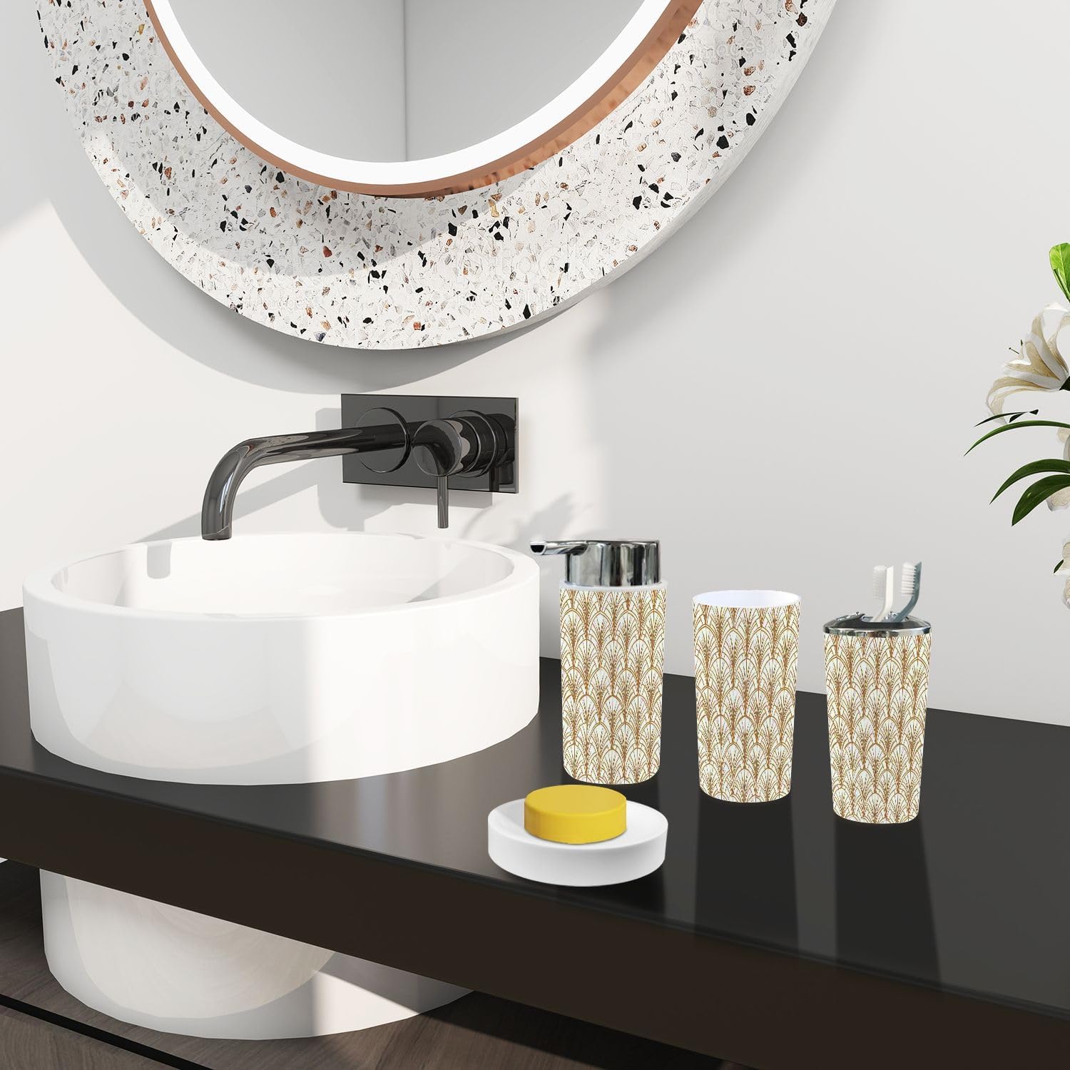 Boho Abstract Art Bathroom Accessories Set 6 Piece
