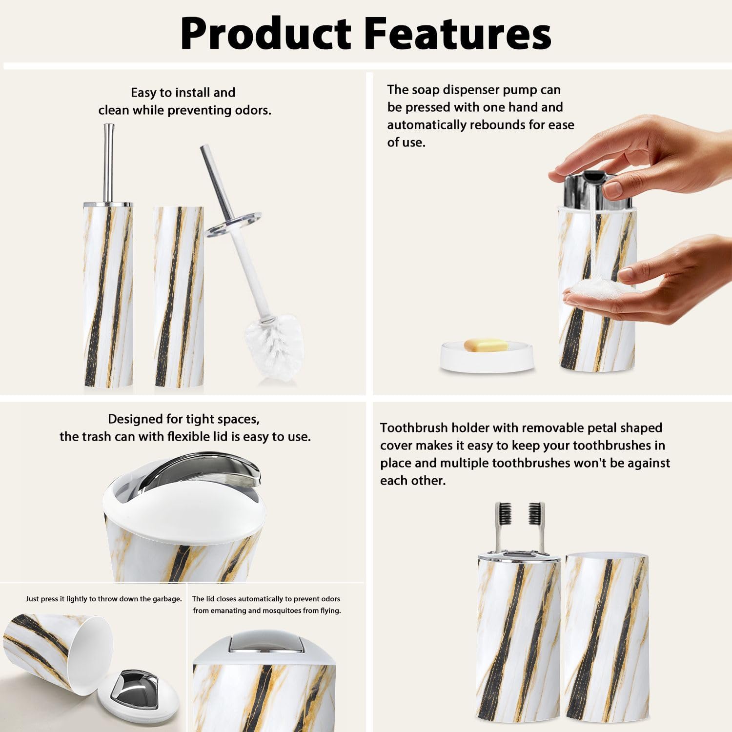Boho Luxury 6-Piece Bathroom Accessory Set