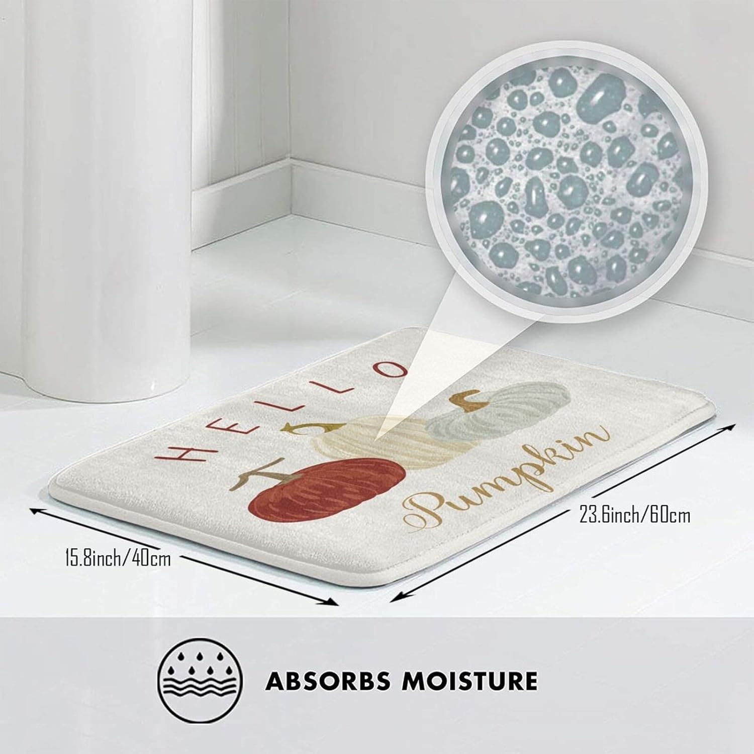Hello Fall Pumpkin Bath Mat Rug for Bathroom