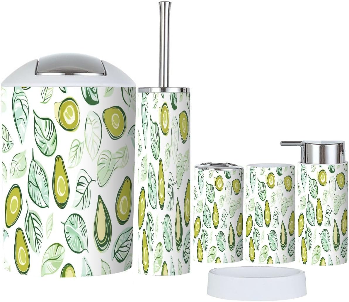 Boho Bathroom Accessory Set 6 Piece White Plastic