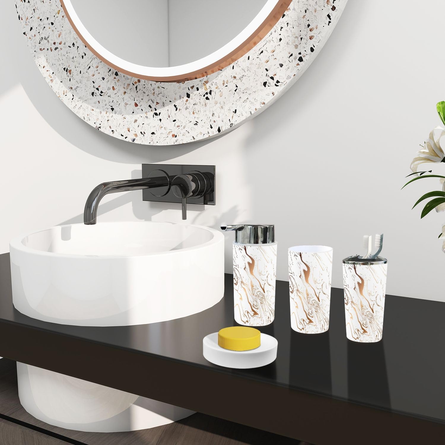 Boho Liquid Marble Bathroom Accessories Set 6 Piece