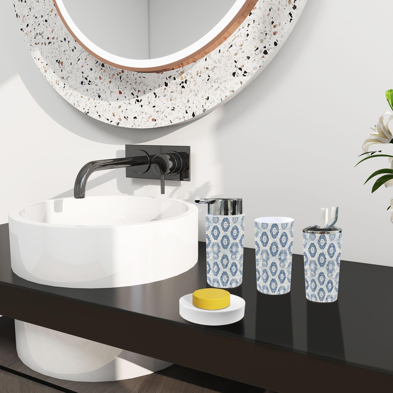 Boho Farmhouse Bathroom Accessory Set 6 Piece