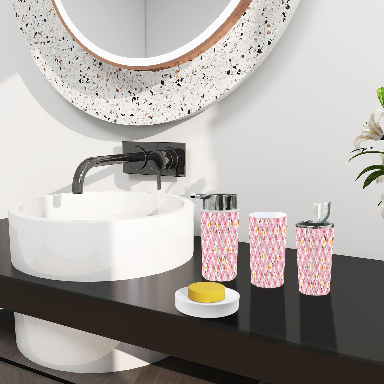 TRANQDEHOM 6-Piece Boho Bathroom Accessory Set