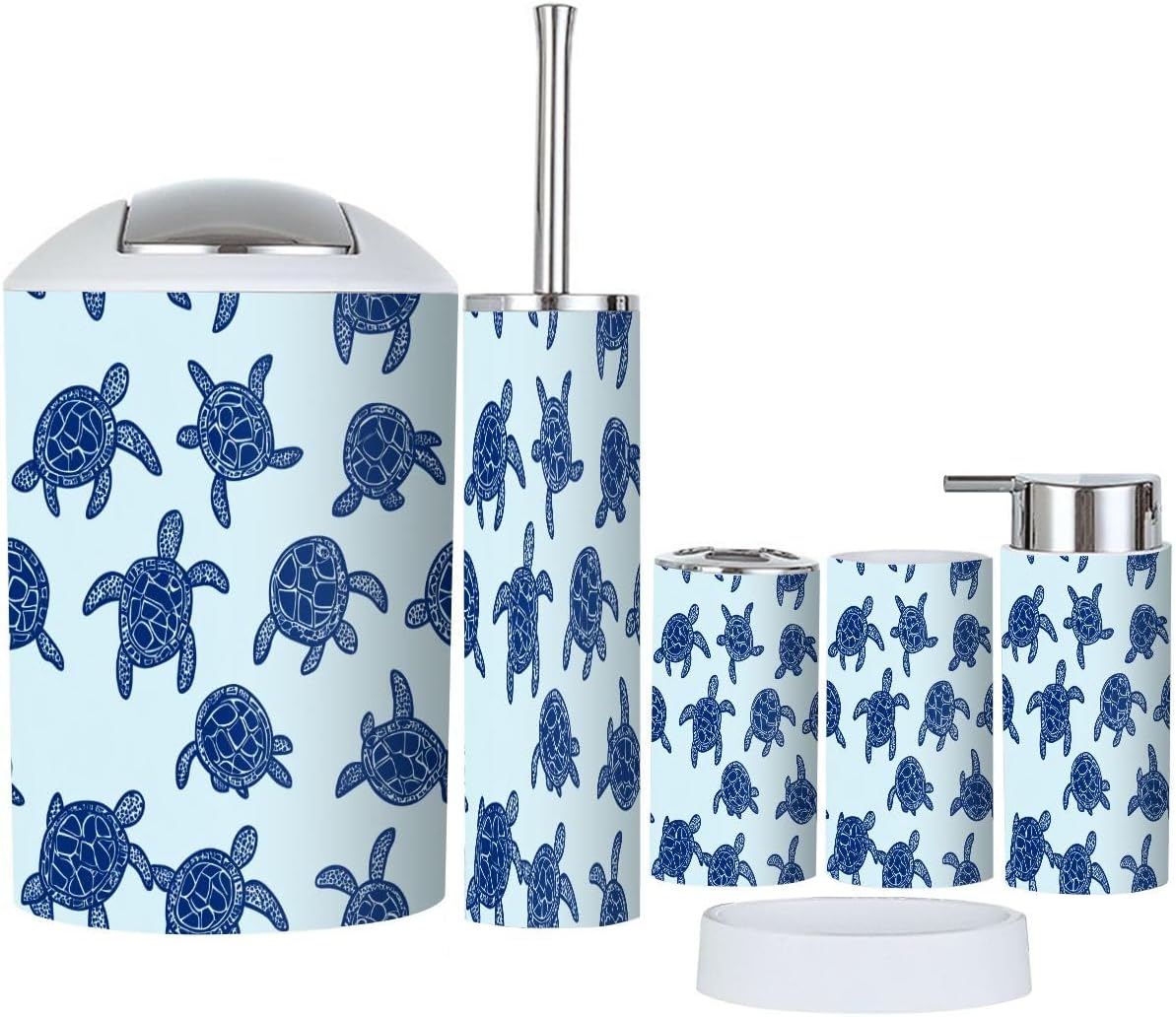 Boho Sea Turtle Bathroom Accessory Set 6 Piece