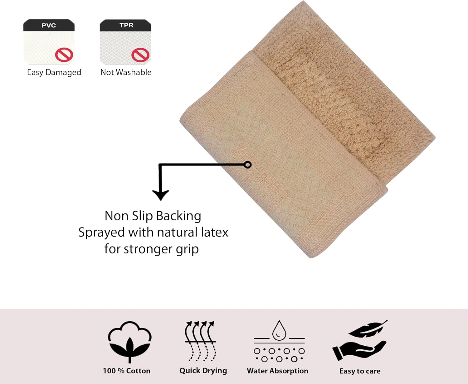 Home Weavers Classy Bathmat Set 3 Piece Non-Slip Linen