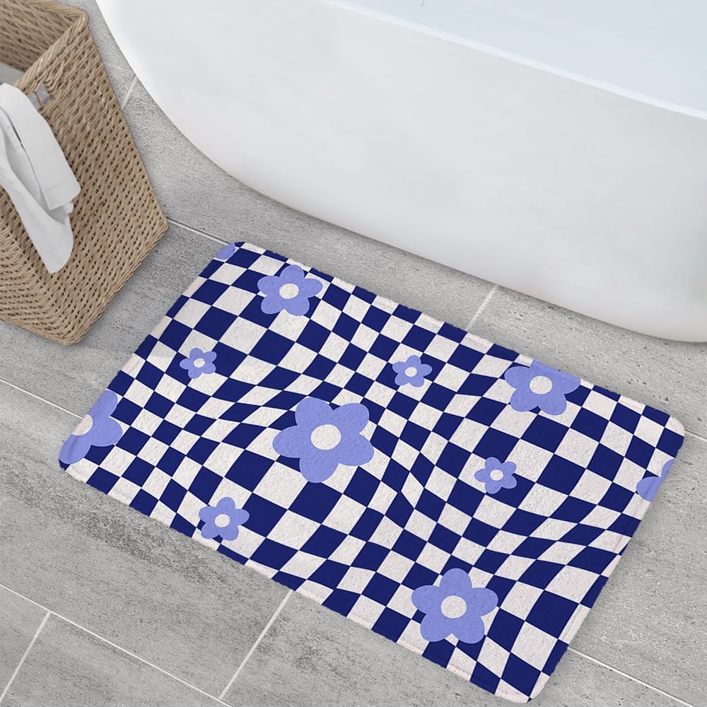 Vigesun Flower Bathroom Rug Non Slip Plush 16x24 Purple