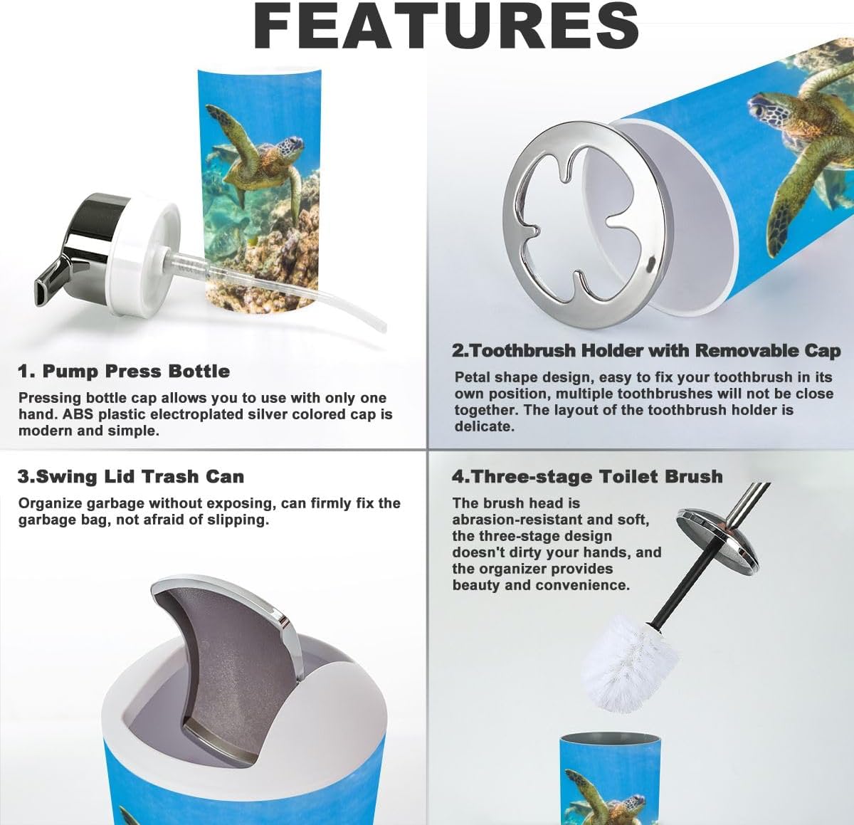 Hawaiian Green Sea Turtle Bathroom Accessories Set