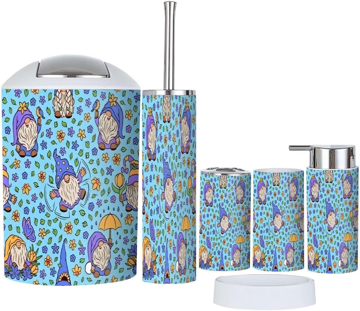 Scandinavian Gnomes Bathroom Accessory Set 6 Piece