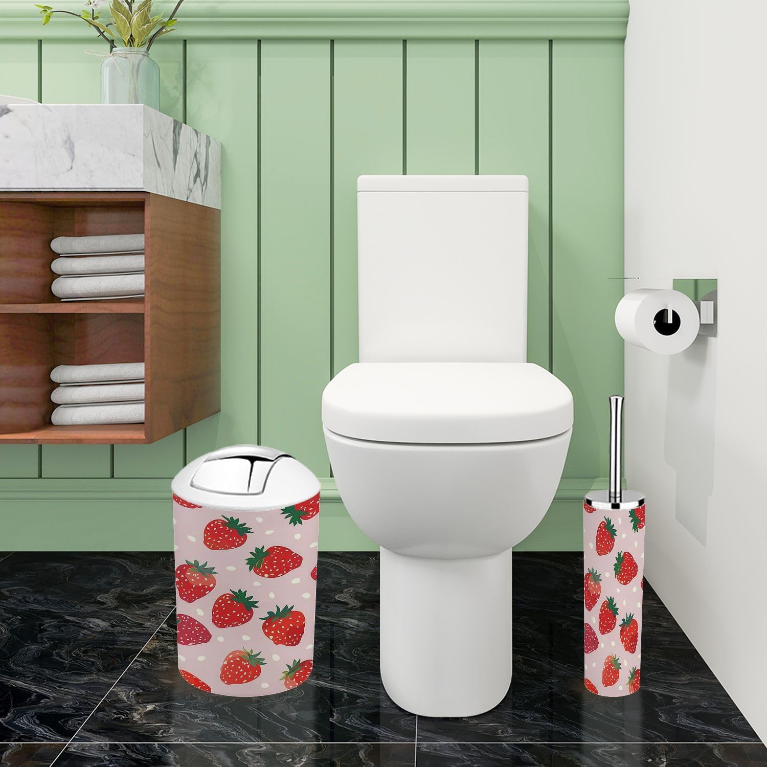 Boho Strawberry Bathroom Accessory Set 6 Piece