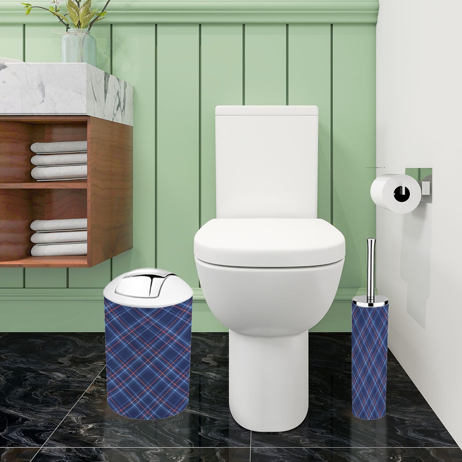Boho Tartan Bathroom Accessory Set 6 Piece