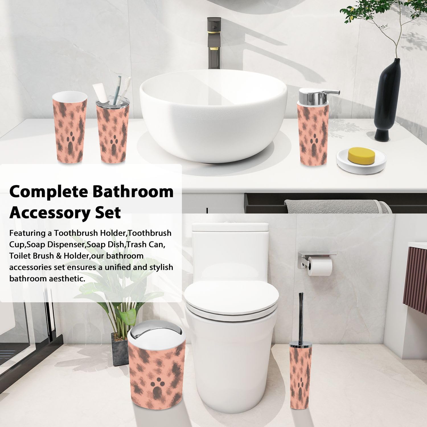 Boho Yellow Bathroom Accessory Set 6 Piece