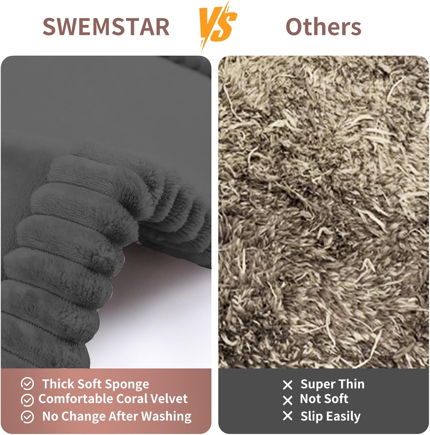 SWEMSTAR Super Absorbent Bath Mat - 17x24 Inches