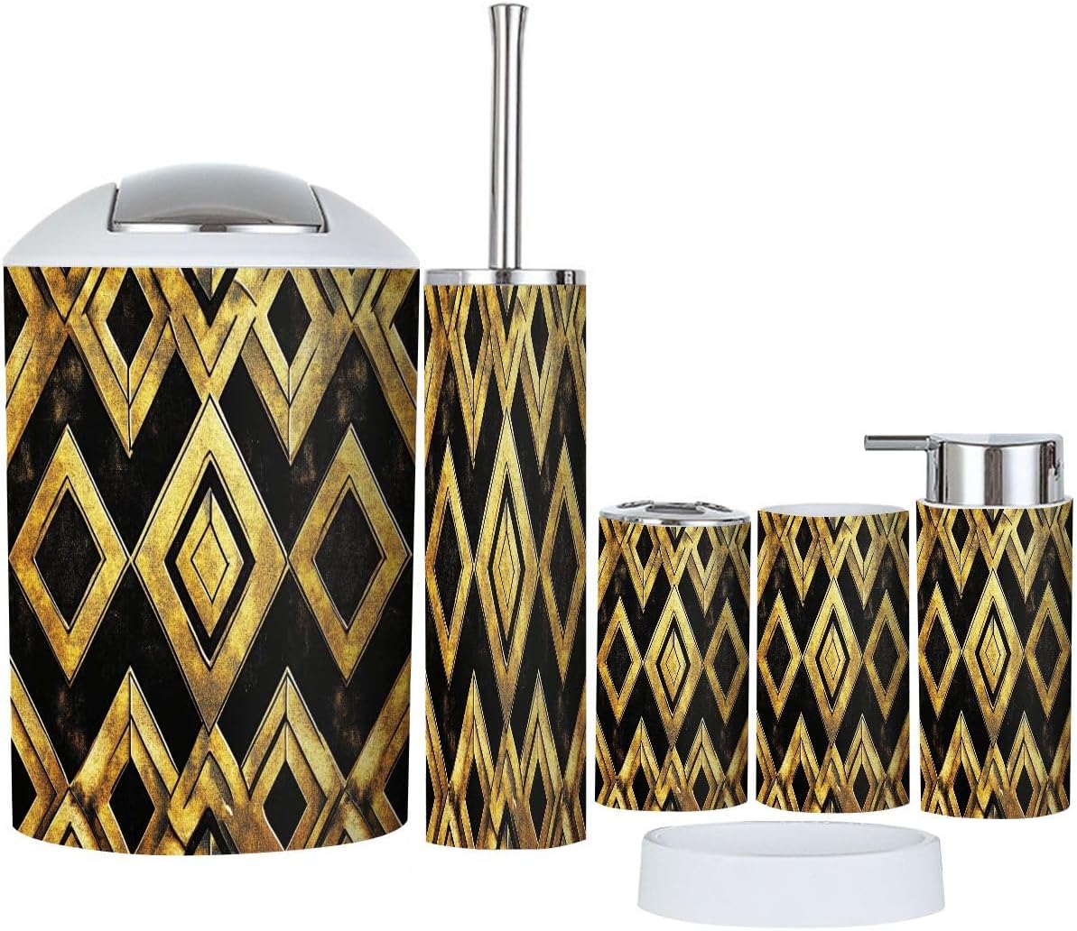 Bathroom Accessory Set 6 Piece Boho Gold Design