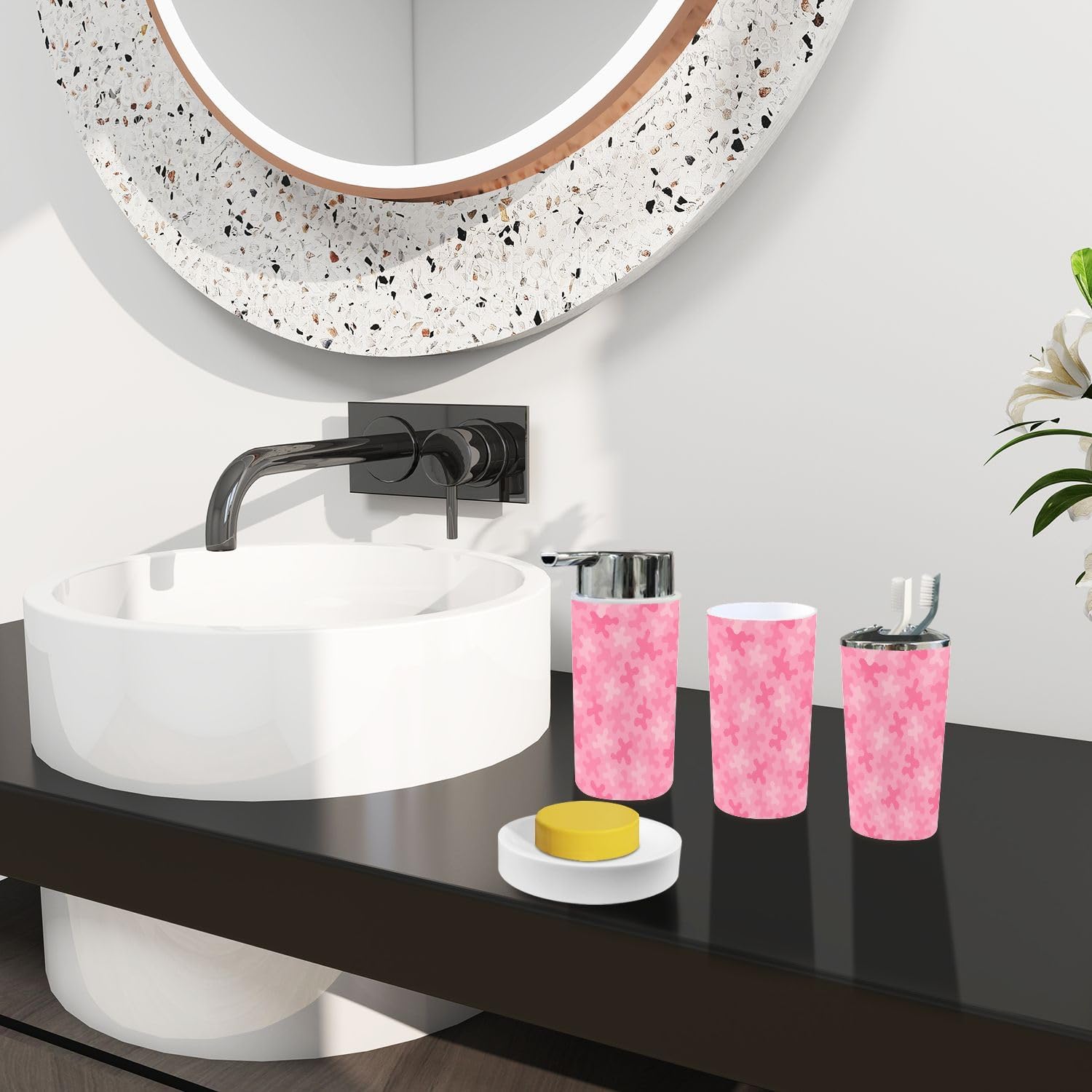 Boho Girly Bathroom Accessory Set 6 Piece
