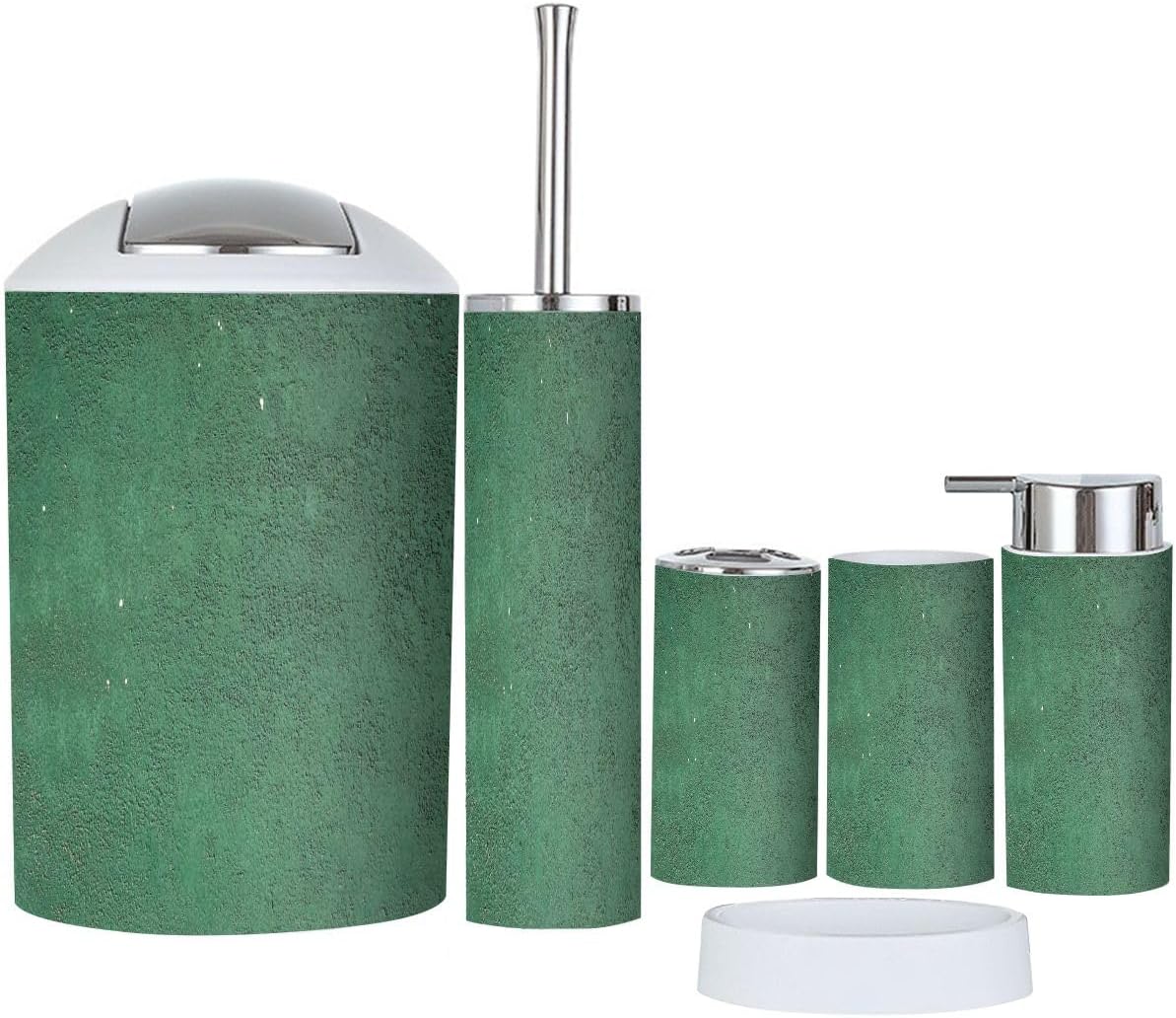 Boho Green Bathroom Accessory Set 6 Piece 1