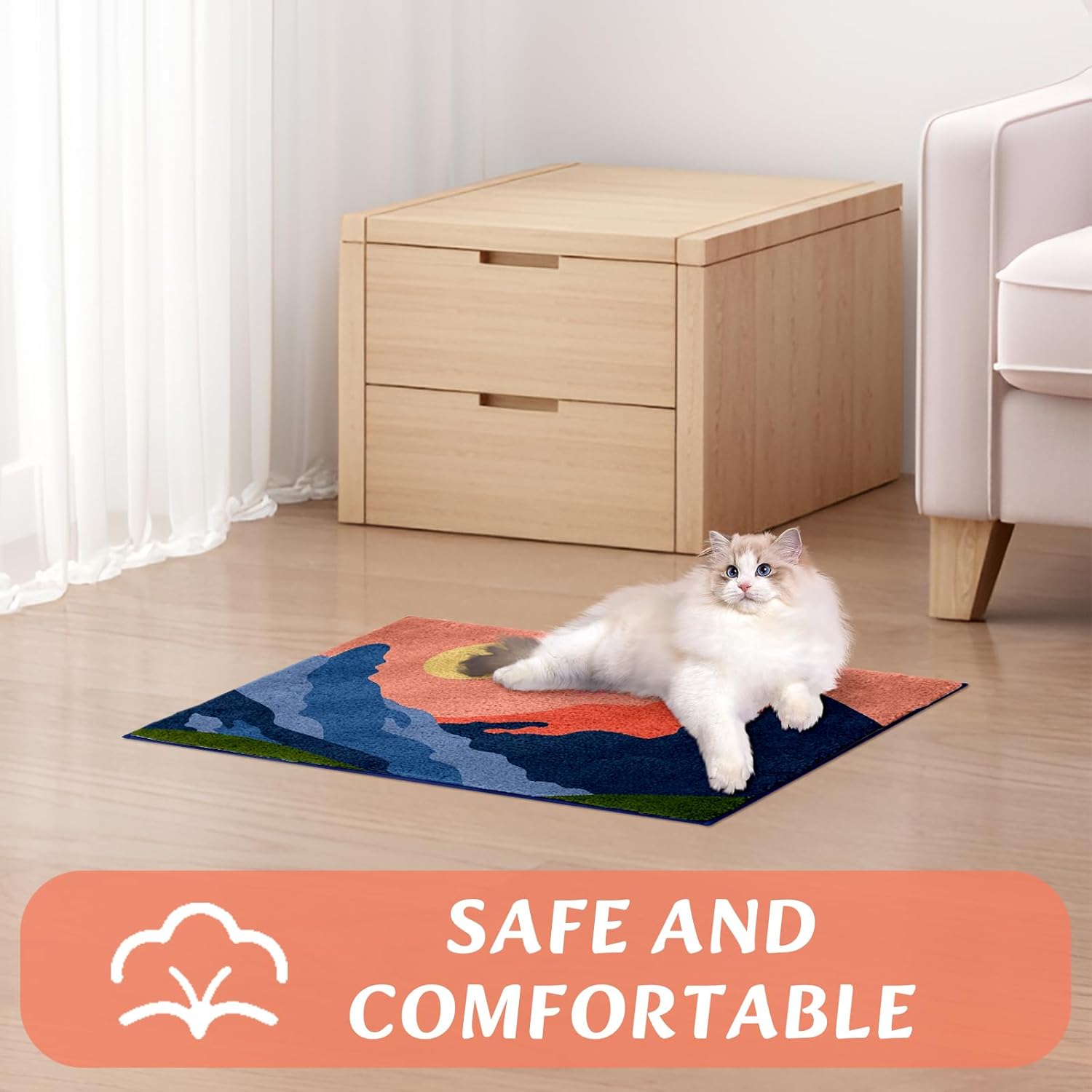 CenviaLuxy Landscape Bath Rug 24x16 Plush Shaggy Mat with Rubber Backing 1