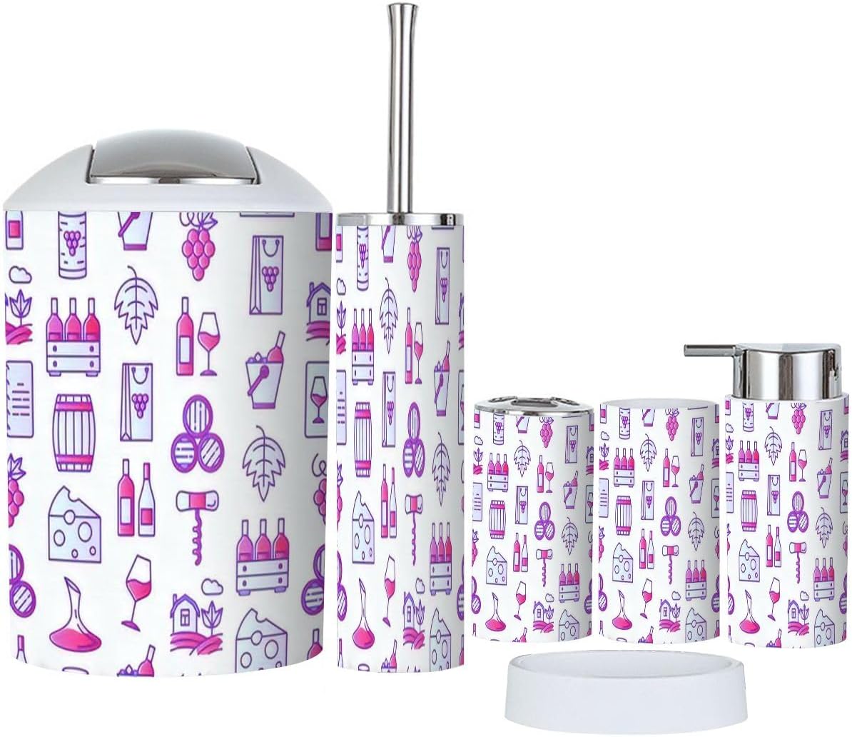 6 Piece Bathroom Accessory Set - Durable Stylish Functional