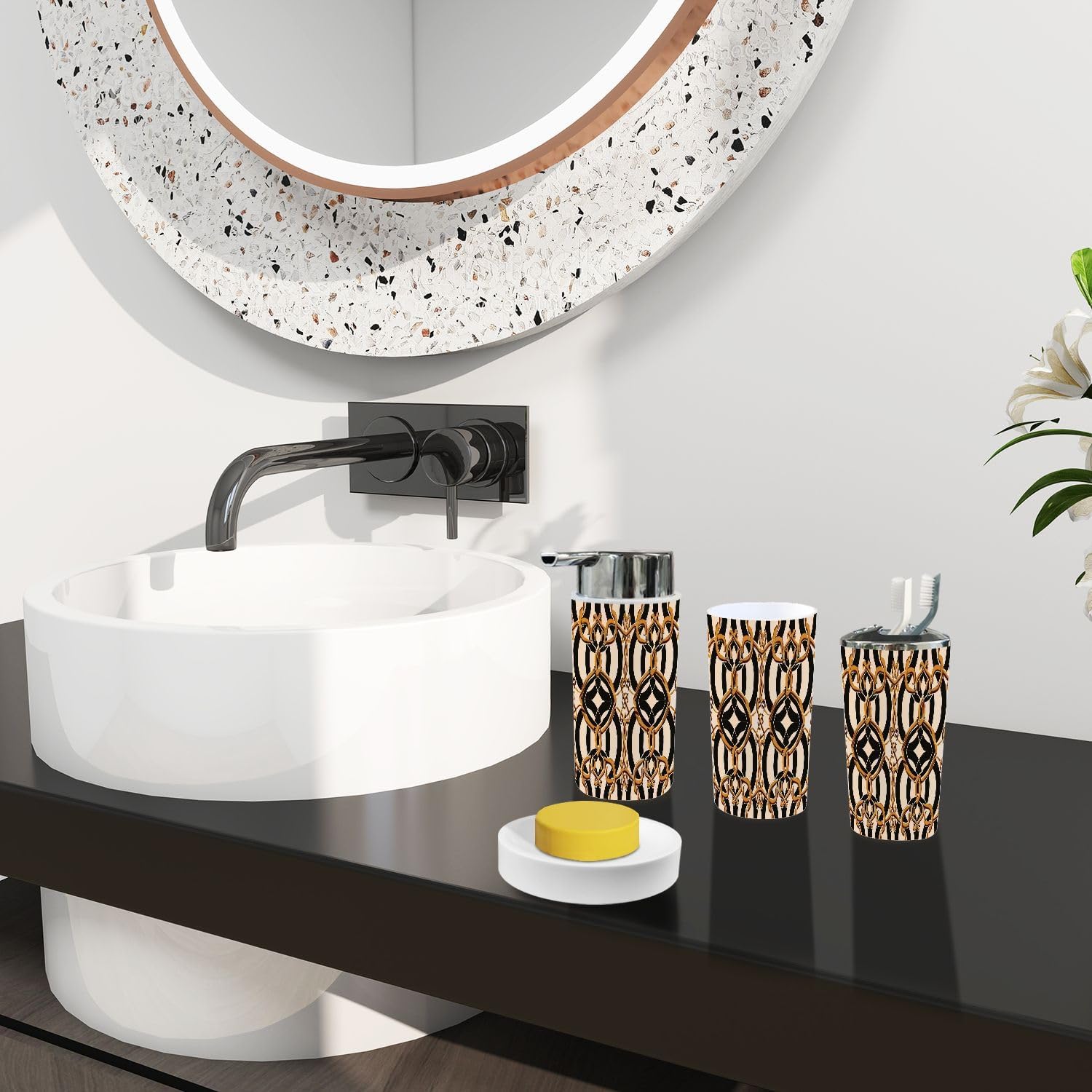 Boho Bathroom Accessory Set 6 Piece Modern
