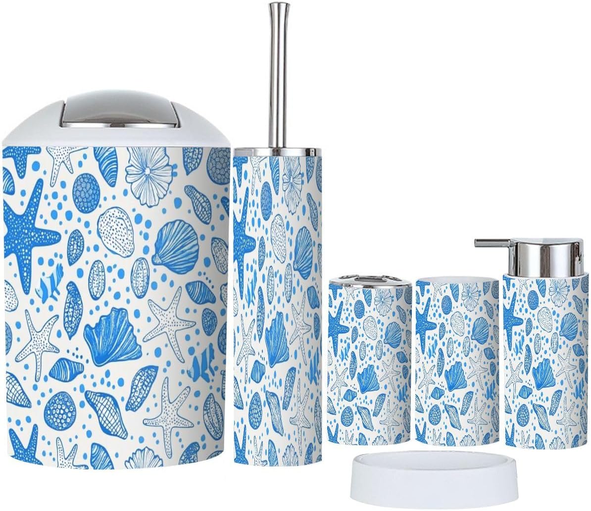 Boho Sea Bottom Bathroom Accessory Set 6 Piece