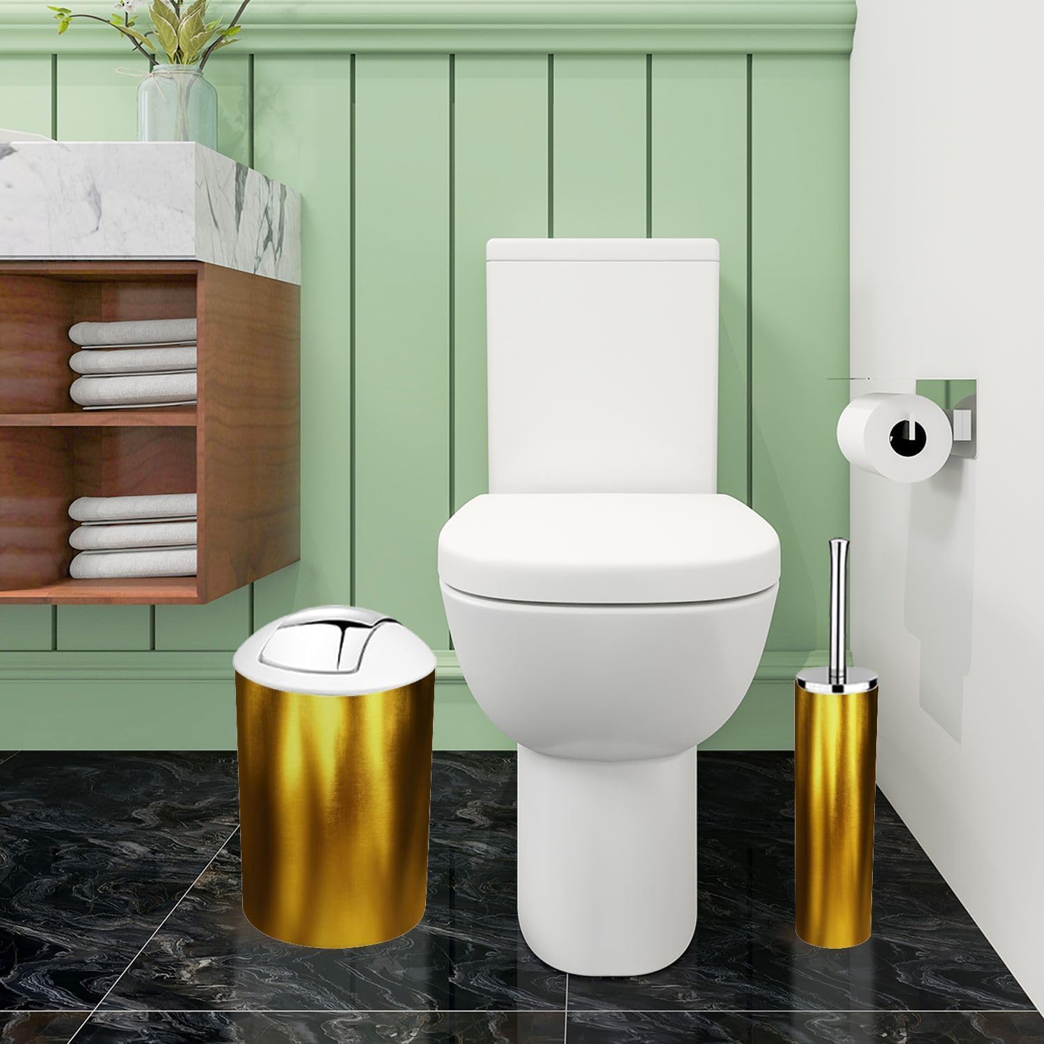 Boho Golden Bathroom Accessory Set 6 Piece 1
