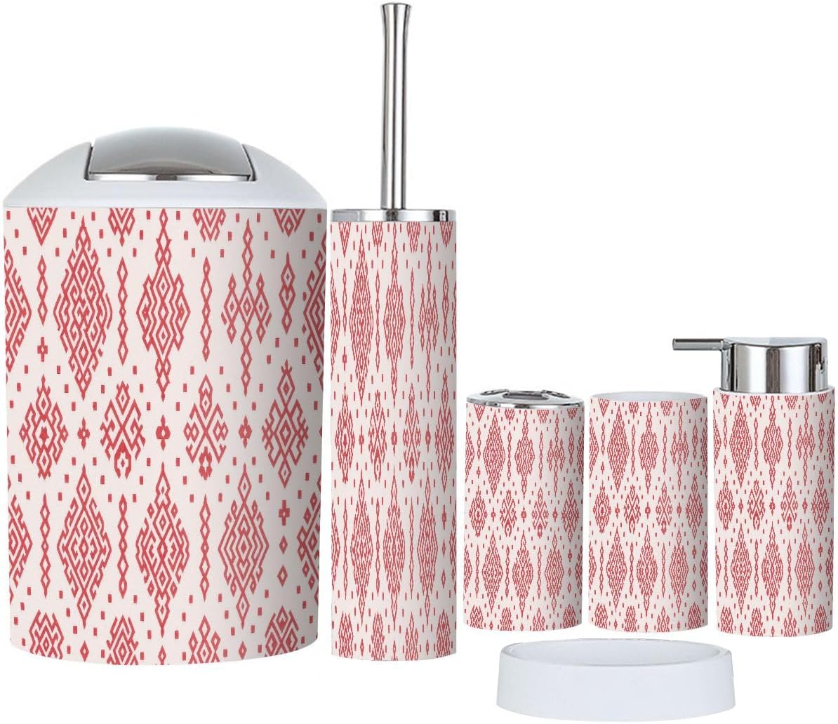 Boho Ikat Bathroom Accessory Set 6 Piece 1