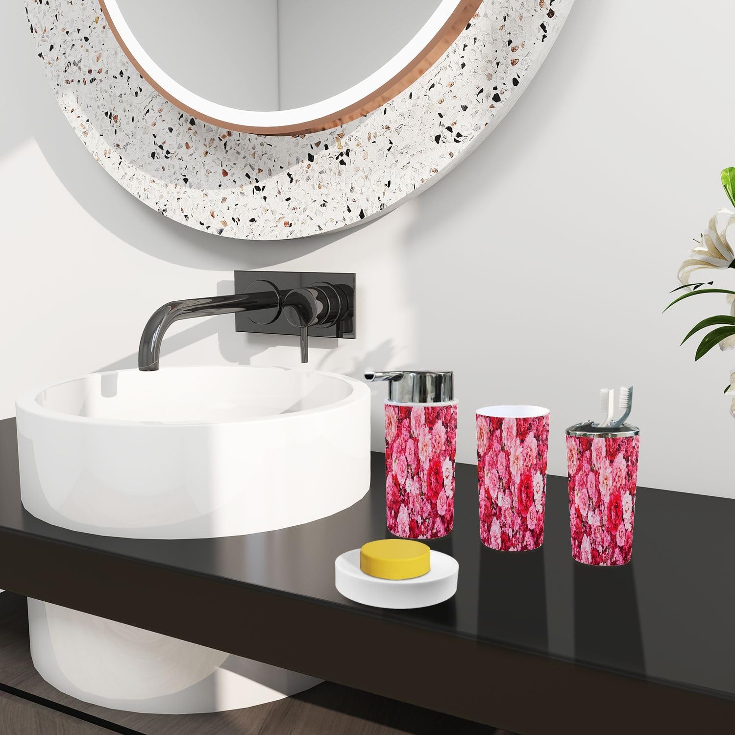 Boho Bathroom Accessory Set 6 Piece Wall Mounted 1