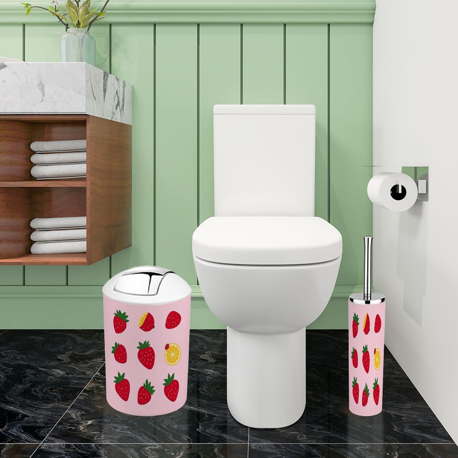 Boho Strawberry Bathroom Accessory Set 6 Piece 1