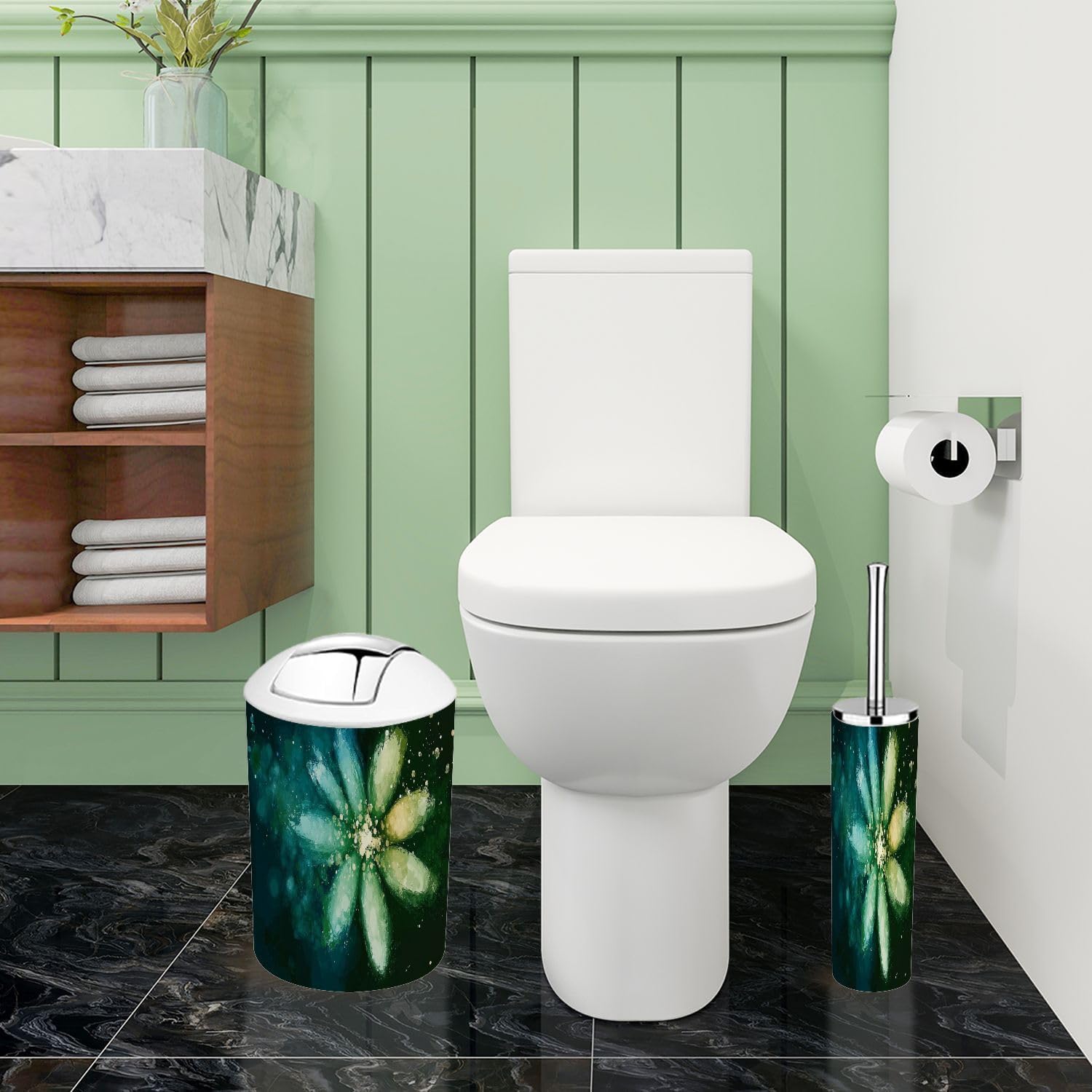 Boho Pastel Bathroom Accessory Set 6 Pieces