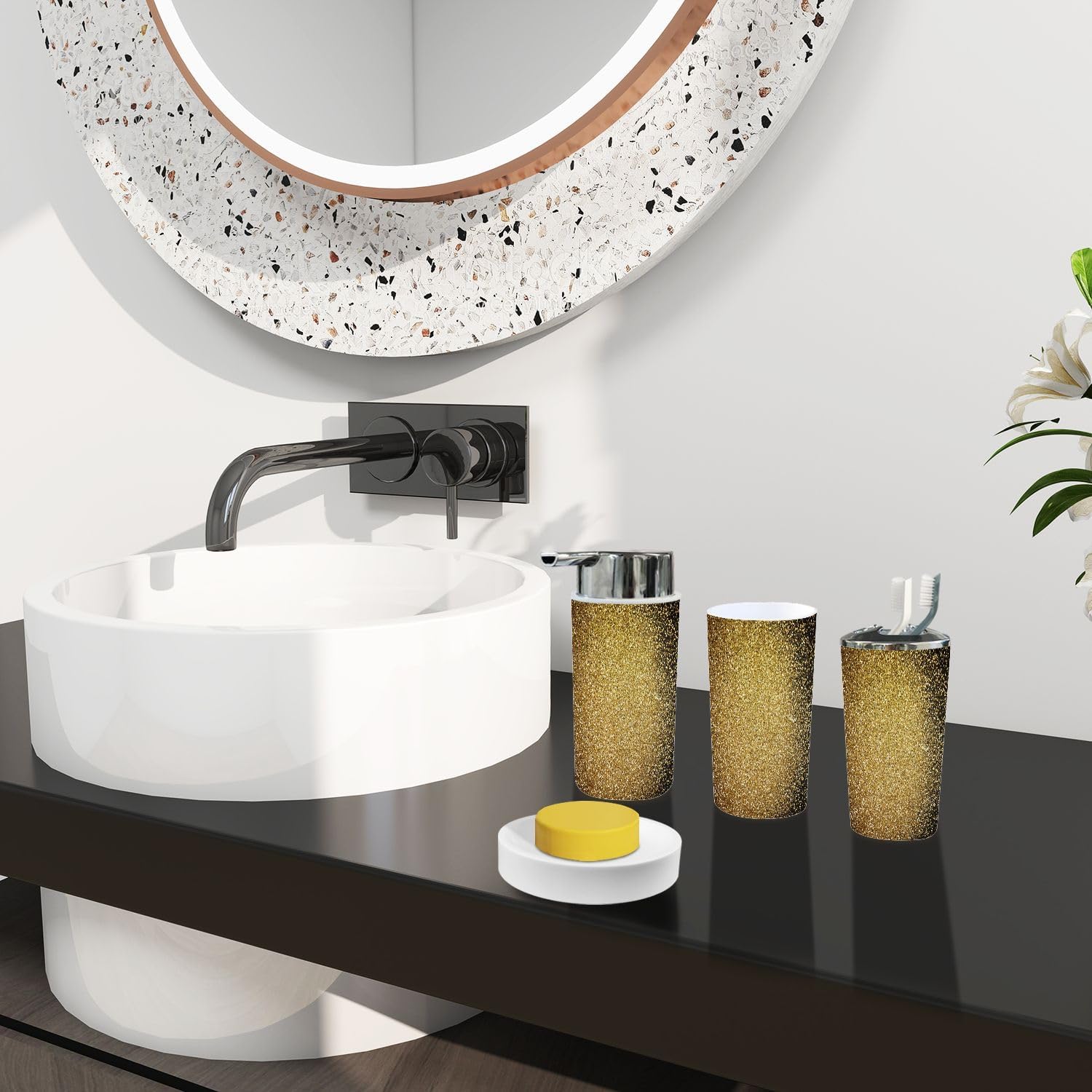 6-Piece Boho Golden Bathroom Accessory Set