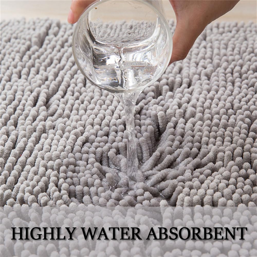 Hiseng Soft Chenille Bath Mat Non-Slip Plush Shaggy Rugs Purple 158x236