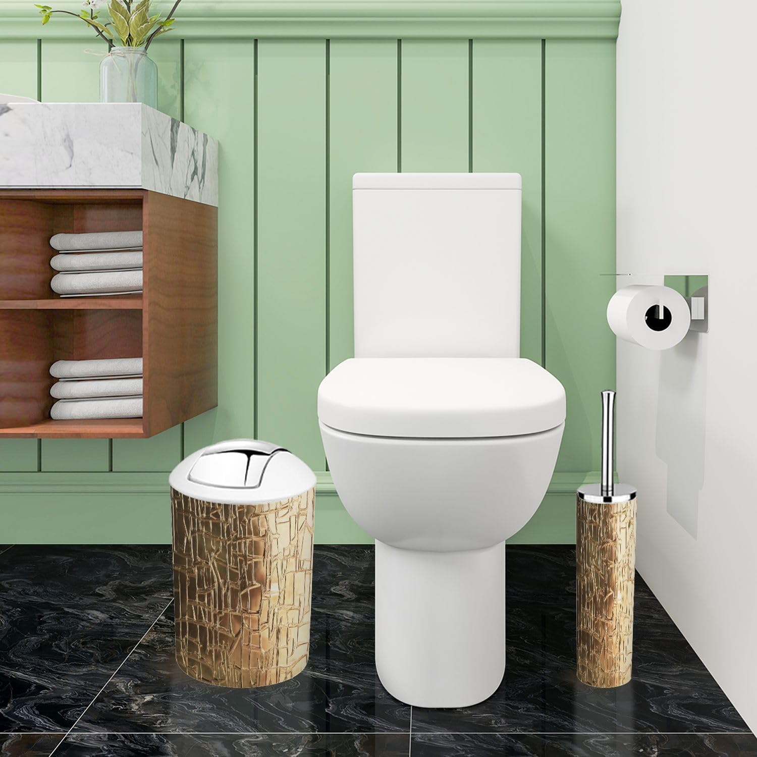 Boho Frosted Glass Bathroom Accessory Set 6 Piece