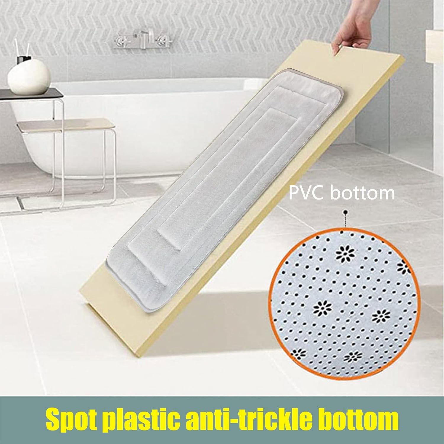 Memory Foam Bath Mat Rug 24x16 Inches Non-Slip Gray