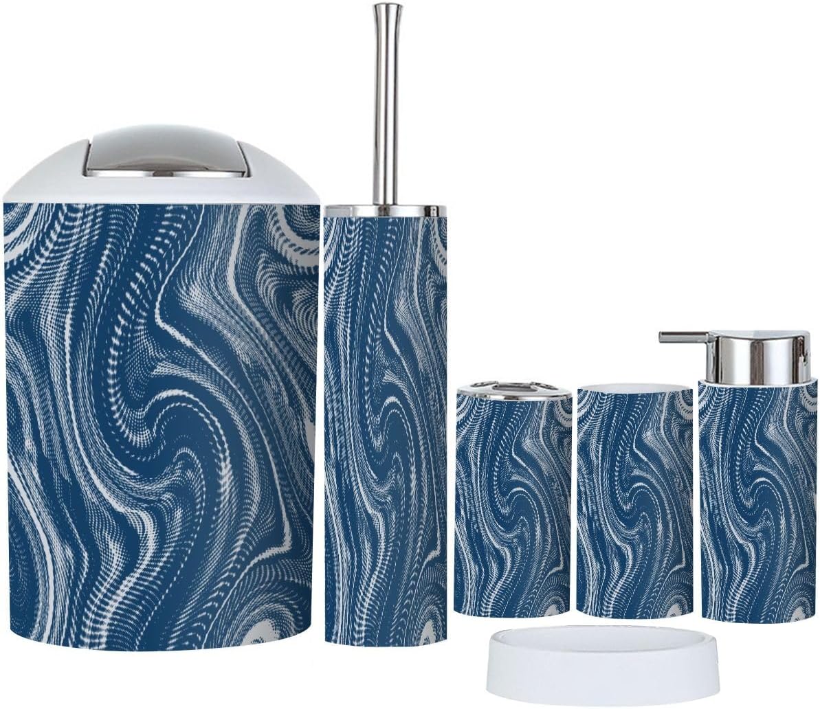 Navy Blue Bathroom Accessory Set 6 Piece